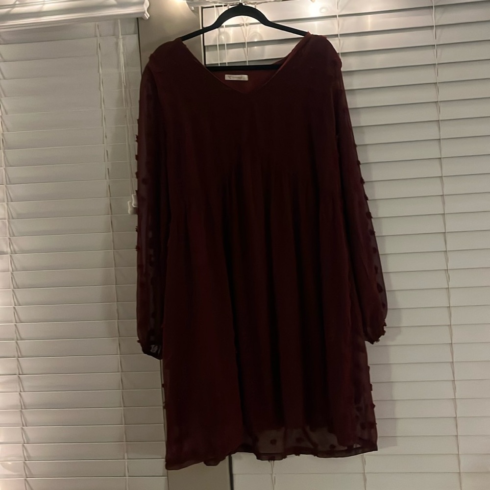 MAROON WINTER LONG SLEEVE DRESS